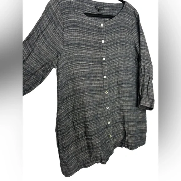 Eileen Fisher Coastline Organic Linen Tunic Top Size Large Lagenlook Cottagecore - Picture 4 of 12